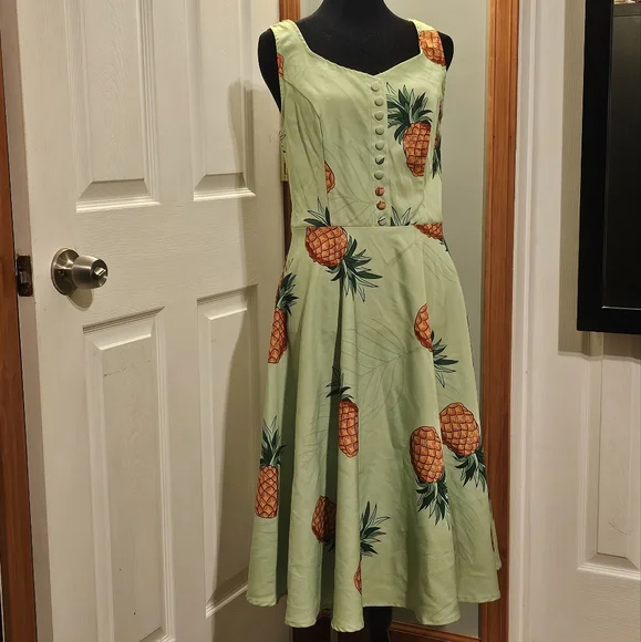 green pineapple dress Loha Hawaiian Dress Pineapple main image 0